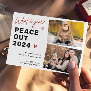Erinnerungen und Neuanfang: 2 Foto Peace Out 2024 Feiertagskarte