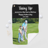 Erinnerungen Väter Tag Foto Geschenk Schwarz Golfhandtuch (Insitu)