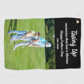 Erinnerungen Väter Tag Foto Geschenk Schwarz Golfhandtuch (Horizontal)