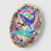 Erinnerungen Whale Rainbow Beach Große Wanduhr (Winkel)