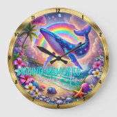 Erinnerungen Whale Rainbow Beach Große Wanduhr (Vorderseite)