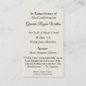 Erinnerungs-Andenken-Sakrament der Bestätigung Visitenkarte (Rückseite)