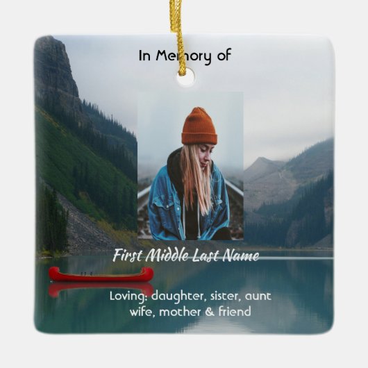 Erinnerungs-Andenken-Wilderness-Lake-Canoe Keramikornament (Vorderseite)