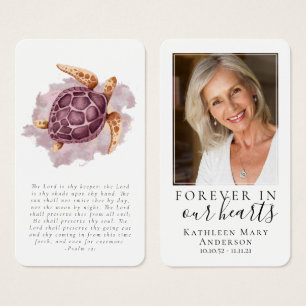 Erinnerungs-Gebetskarte mit Foto einer Meeresschil