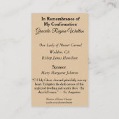 Erinnerungs-heilige Familien-Bestätigungs-heilige Visitenkarte (Rückseite)