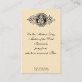 Erinnerungs-heilige Karte Jungfrau-Mary-Mutter (Rückseite)