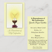 Erinnerungs-Karte des Sakraments der Bestätigung Visitenkarte (Vorne/Hinten)