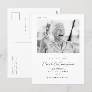 Erinnerungs Trauer Elegant Einfach Modern Chic Fot Postkarte