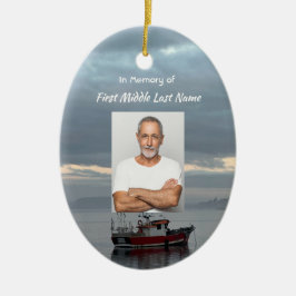 Erinnerungsandenken Fischerboot Fischer Keramik Ornament