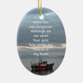 Erinnerungsandenken Fischerboot Fischer Keramik Ornament (Hinten)