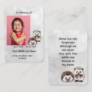 Erinnerungsandenken Igel Kinder Visitenkarte