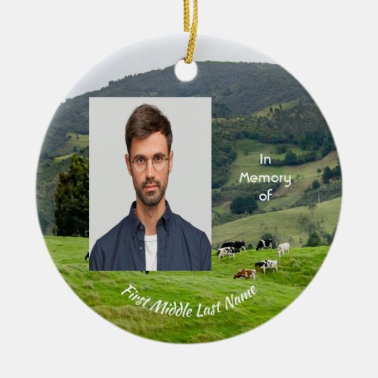 Erinnerungsandenken Rinderfarm Landschaft  Keramik Ornament (Vorne)