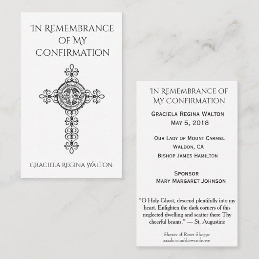 Erinnerungsbestätigung über die Taube heilige Kart Visitenkarte (Vorne/Hinten)