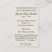 Erinnerungsbestätigungskarte für Sakrament-Sakrame Visitenkarte (Rückseite)