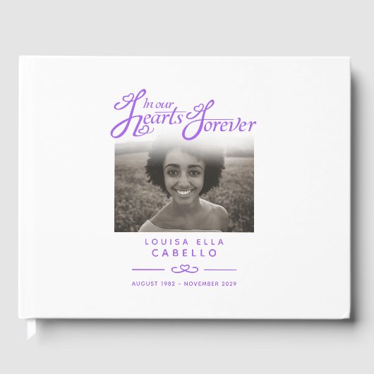 Erinnerungsbuch behalten in unseren Herzen lila Gästebuch (Vorderseite)