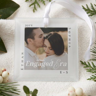 Erinnerungsfoto aus der Verlobungszeit Ornament Aus Glas