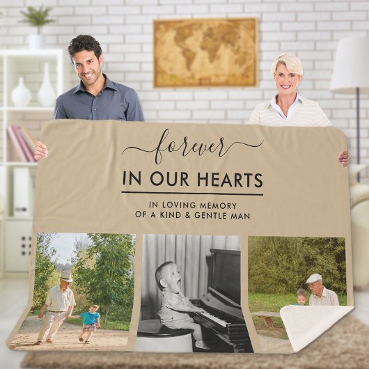 Erinnerungsfoto Collage Forever in Hearts Beige Sherpadecke