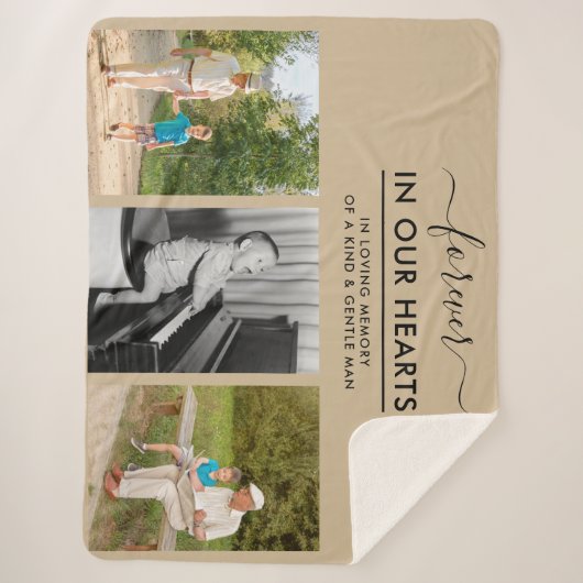 Erinnerungsfoto Collage Forever in Hearts Beige Sherpadecke (Vorderseite)