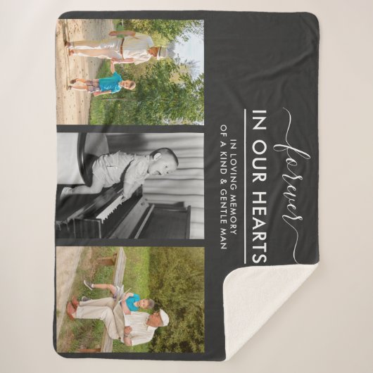 Erinnerungsfoto Collage Forever in Hearts Gray Sherpadecke (Vorderseite)