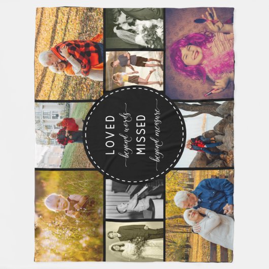 Erinnerungsfoto Collage Loved Beyond Words Black Fleecedecke (Vorderseite)