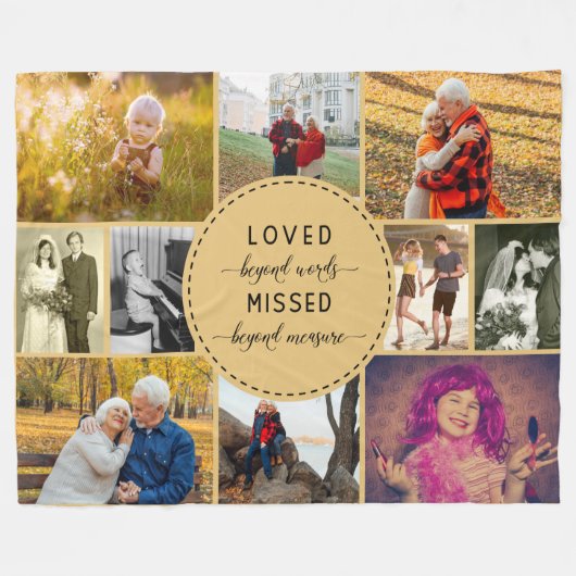 Erinnerungsfoto Collage Loved Jenseits von Worten Fleecedecke (Vorderseite (Horizontal))