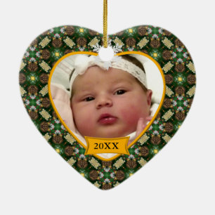 Erinnerungsfoto zum ersten Weihnachten des Babys i Keramikornament