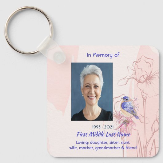 Erinnerungsgeschenk Blaue Vogel Garten Schlüsselanhänger (Vorderseite)