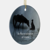 Erinnerungsname Cowboy und PferdeMemorial Keramik Ornament (Rechts)