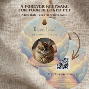 Erinnerungsschmuck für Haustiere mit QR-Code Traue Keramik Ornament