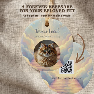 Erinnerungsschmuck für Haustiere mit QR-Code Traue Keramik Ornament