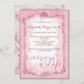 Erinnerungsservice, der ein Leben-Rosa-Rosen Einladung (Vorne/Hinten)