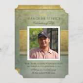 Erinnerungsservice-grünes Goldeleganz-Foto laden Einladung (Vorne/Hinten)
