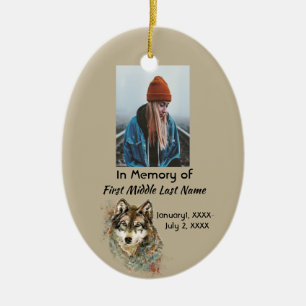 Erinnerungswasserfarbe Wolf Andenken Ornament