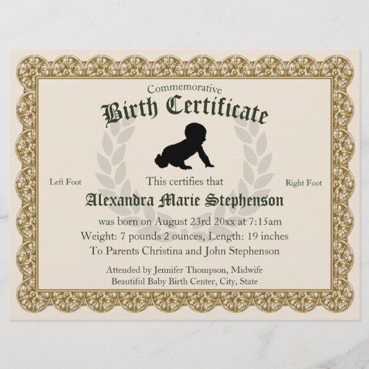 Erinnerungszertifikat "Keepake Footprint" (Vorderseite)