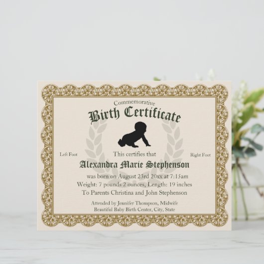 Erinnerungszertifikat "Keepake Footprint" (Stehend Vorderseite)