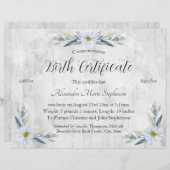 Erinnerungszertifikat "New Baby Footprint" (Vorne/Hinten)