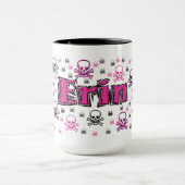 Erins rosa u. schwarze Schädel Tasse (Zentrum)