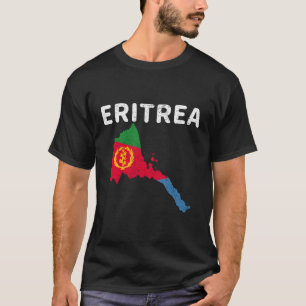 Eritrea Eritrean Map Flag Africa Gold Olive Branch T-Shirt