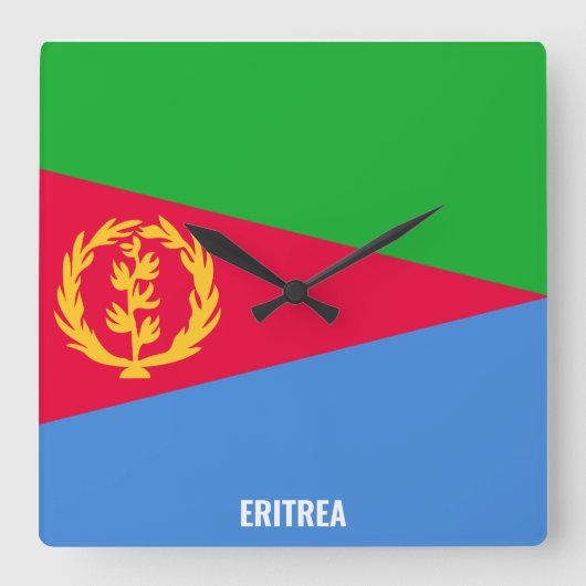 Eritrea Flag Dazzling Patriotic Quadratische Wanduhr (Vorderseite)