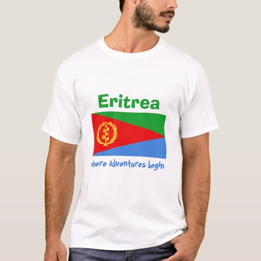 Eritrea-Flagge + Karte + Text-T - Shirt (Vorderseite)