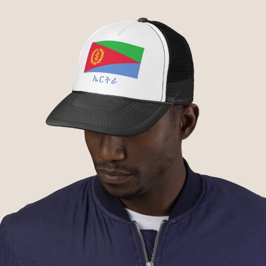 Eritrea-Flagge mit Namen in Tigrinya Truckerkappe (Beispiel)