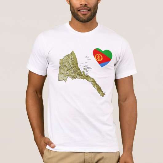 Eritrea-Flaggen-Herz und Karten-T - Shirt (Vorderseite)
