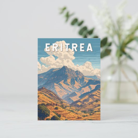 Eritrea Illustration Travel Art Vintag Postkarte (Stehend Vorderseite)