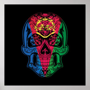 Eritrea Totenkopf- und Rosenflagge Poster