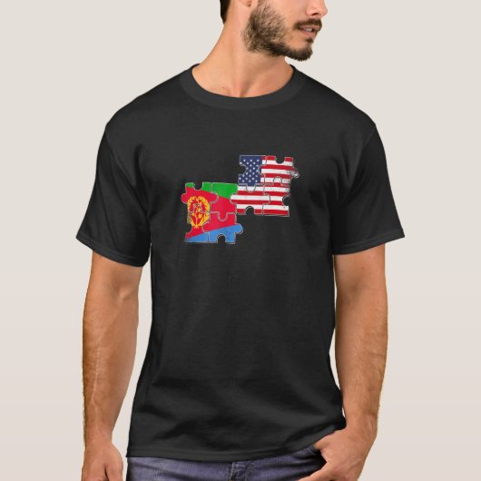Eritrea USA Eritrean American Flag T-Shirt (Vorderseite)