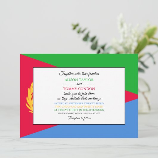 eritreische Flagge, Flagge von Eritrea Hochzeit Einladung (Stehend Vorderseite)
