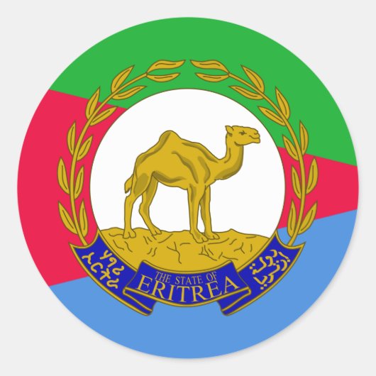 Eritreische Flagge und Nationallogo, Flagge Eritre Runder Aufkleber (Vorderseite)
