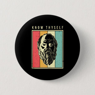 Erkenne Dich Selbst Philosophen Retro Philosophie  Button