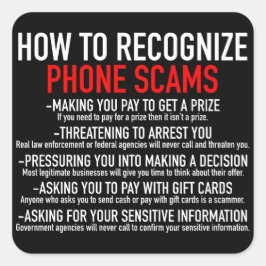 Erkennung von Telefonschaum - Liste zur Verhinderu Quadratischer Aufkleber