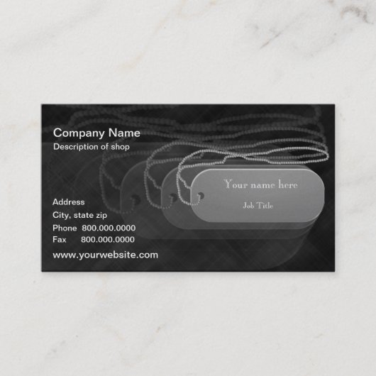 Erkennungsmarke-Schablonen-Visitenkarte Visitenkarte (Vorderseite)